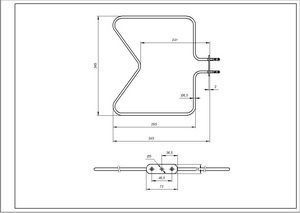 Тен нижній 480121100591 1150W 230V B=350mm L=350mm для духовки Whirlpool 00000037282 фото