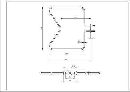 Тен нижній 480121100591 1150W 230V B=350mm L=350mm для духовки Whirlpool 00000037282 фото