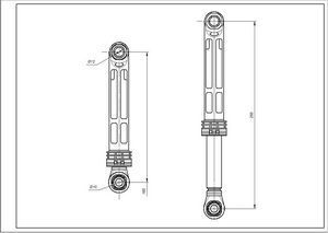 Амортизатор бака для пральної машини Samsung AKS DC66-00531C 80N L=165-255mm D отвору=10/12mm 00000006701 фото