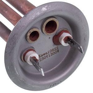 Тен для бойлера 34013320000 Kawai 1300W (мідь) L=310mm фланець 64mm, 2 трубки (під анод M4) 00000048331 фото