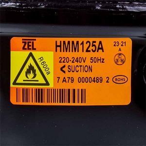 Компресор для холодильника HMM125A Zanussi ZEL R600a 125 W (з пусковим реле ZHB43-120P15C) 00000041589 фото
