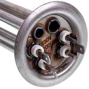 Тен для бойлера 34013090000 2000W (нержавійка) L=300mm фланець 63mm, 2 трубки під датчик анод M6 00000044802 фото