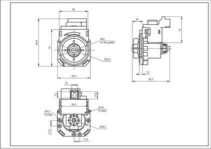 Помпа (насос) для пральної машини Indesit C00285437 Hanyu 30 Вт B20-6AZ (контакти спарені ззаду, на 3 засувки) 00000037634 фото