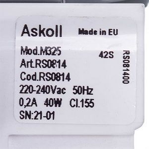 Помпа (насос) для пральної машини Bosch 00145905 Askoll (в зборі) 40 Вт M325 (контакти спарені спереду, на 3 засувки) 00000038679 фото