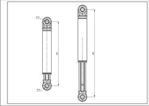 Амортизатор бака для пральної машини Ardo 50015400 Ansa 250N L=195-265mm D отворів=10mm 00000038633 фото