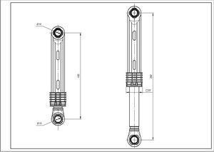 Амортизатор бака для пральної машини Samsung AKS DC66-00343J 80N L=165-250mm D отвору=10mm 00000038646 фото