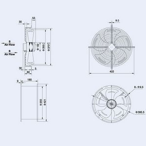 Осьовий вентилятор Weiguang YWF4E-350-S-102/34-G 220V 1380rpm 2270 м3/год 00000040438 фото