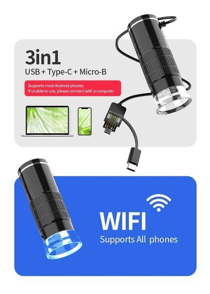 Бездротовий цифровий зі збільшенням 50X-1000X USB-мікроскоп з гнучкою підставкою для ПК, iPhone, Android 2432016000001 фото