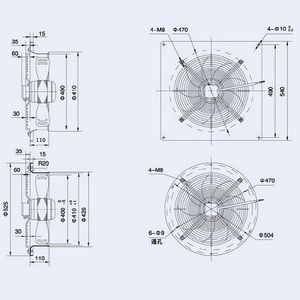 Осьовий вентилятор Weiguang YWF4E-400S-102/47-G 220V 1380rpm 2270 м3/год 00000040439 фото