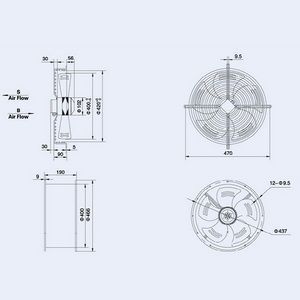 Осьовий вентилятор Weiguang YWF4E-400S-102/47-G 220V 1380rpm 2270 м3/год 00000040439 фото