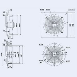 Осьовий вентилятор Weiguang YWF4E-450S-102/60-G 220V 1350rpm 4620 м3/год 00000040440 фото