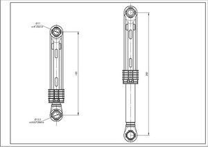 Амортизатор бака для пральної машини LG 4901ER2003B AKS 80N L=165-260mm D отворів=11mm 00000030900 фото