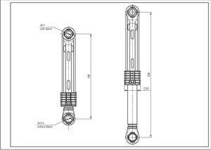 Набір амортизаторів бака для пральної машини LG 4901ER2003A AKS (2 шт.) 100N L=170-270mm D отворів=11mm 00000030902 фото