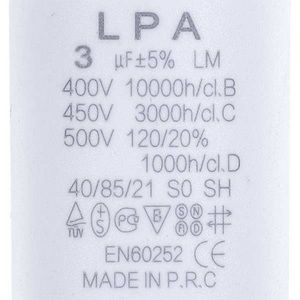 Пусковий конденсатор для пральної машини CBB60 3 uF 450V 34x70mm (4 клеми) 00000061898 фото