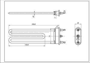 ТЕН для пральної машини Samsung DC47-00006V Kawai TP 177-SG-2000 L=177 mm 2000 W 00000041063 фото