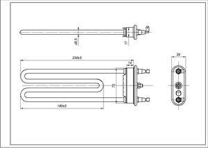 ТЕН для пральної машини Zanussi 1321807107 TPO 235-SB-1950 Thermowatt L=235 mm 1950 W 00000026579 фото