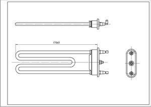 ТЕН для пральної машини Ariston SERBIA C00255452 TPO 170-SG-1700 Thermowatt L=170 mm 1700 W 00000038529 фото