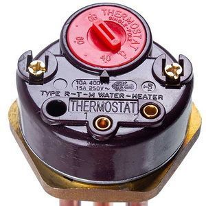 Тен для бойлера з термостатом 2000W (мідний) L=265mm фланець 54mm 1 трубка під датчик 00000047110 фото