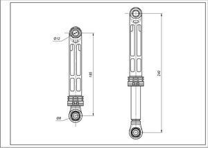 Амортизатор бака для пральної машини Gorenje AKS 111818 120N L=185-240mm D отвору=8/12mm 00000031963 фото