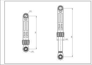 Амортизатор бака для пральної машини Samsung AKS DC66-00531A 70N L=145-220mm D отвору=10/13mm 00000002169 фото