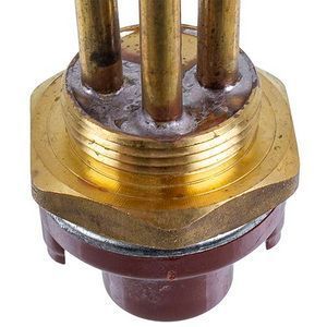 Тен для бойлера з термостатом 4000W (мідний) L=255mm фланець 54mm 1 трубка під датчик 00000048601 фото