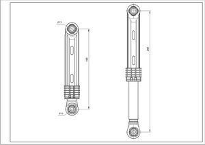 Амортизатор бака для пральної машини Samsung DC66-00343D AKS 80N L=165-260mm D отворів=10/13mm 00000026667 фото
